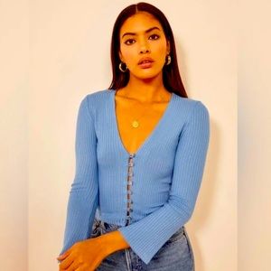 Reformation Gellar Knit Top Parisian Blue - WMNS M